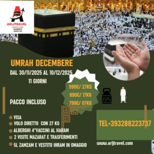 umrah aprile – departure 04 april – return 15 april from milano e roma