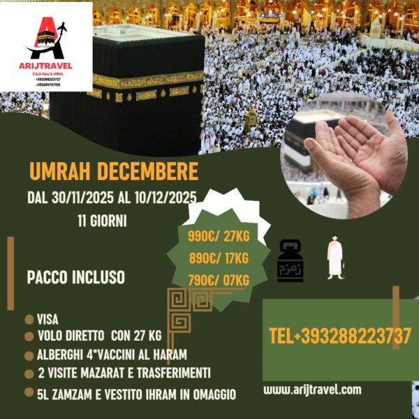 umrah aprile – departure 04 april – return 15 april from milano e roma